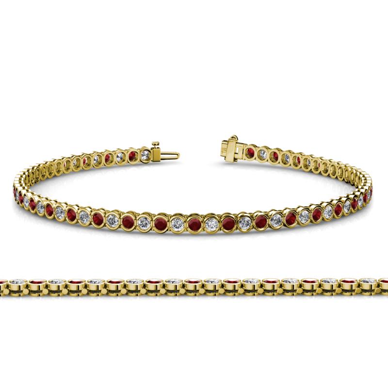 Tiara 2.60 mm Red Garnet and Diamond Eternity Tennis Bracelet 