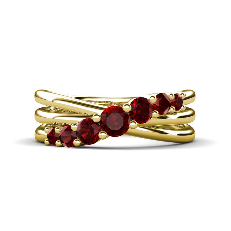 Miesha 0.59 ctw Red Garnet Crossover 7 Stone Wedding Band 