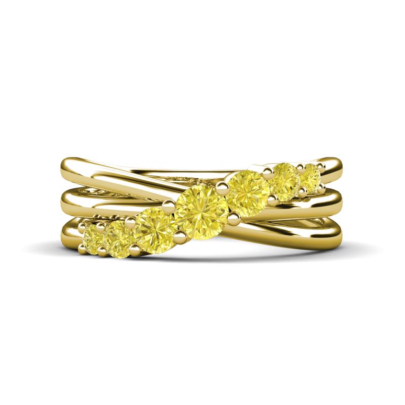 Miesha 0.49 ctw Yellow Diamond Crossover 7 Stone Wedding Band 