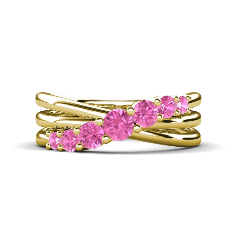 Miesha 0.53 ctw Pink Sapphire Crossover 7 Stone Wedding Band 