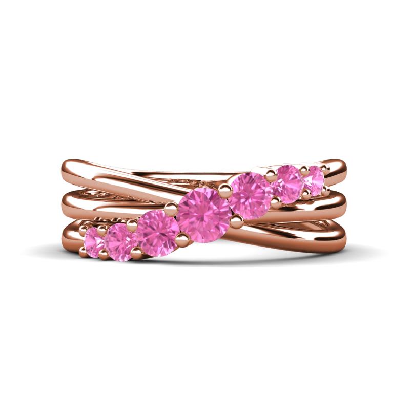 Miesha 0.53 ctw Pink Sapphire Crossover 7 Stone Wedding Band 