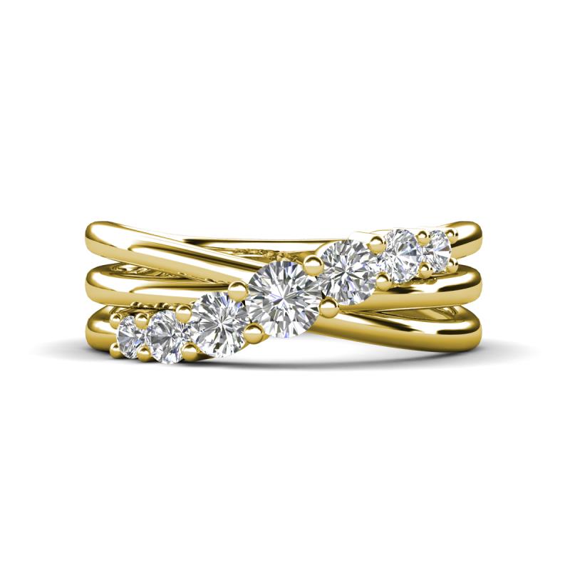 Miesha 0.53 ctw White Sapphire Crossover 7 Stone Wedding Band 