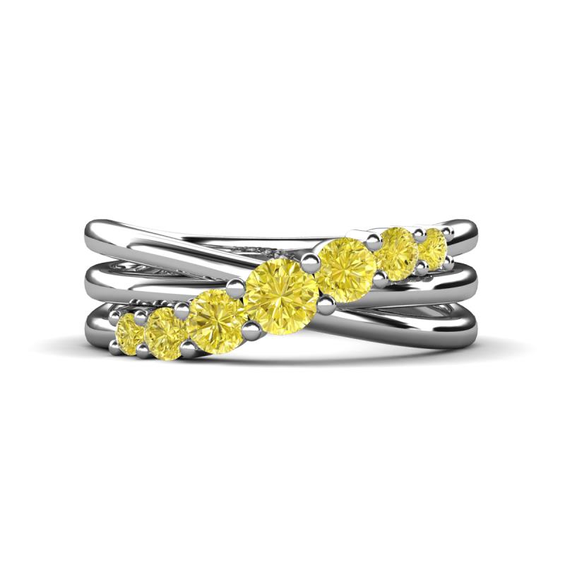 Miesha 0.49 ctw Yellow Diamond Crossover 7 Stone Wedding Band 