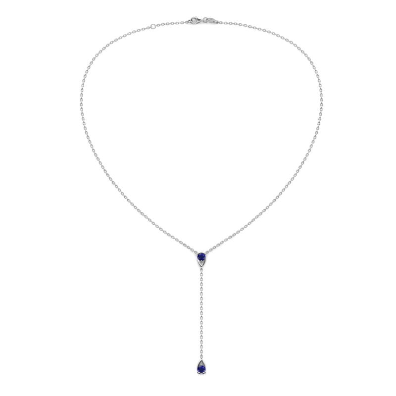 Twila ctw Blue Sapphire Women Lariat Necklace ctw Blue Sapphire Women Lariat Necklace in K White GoldIncluded Inches K White Gold Chain