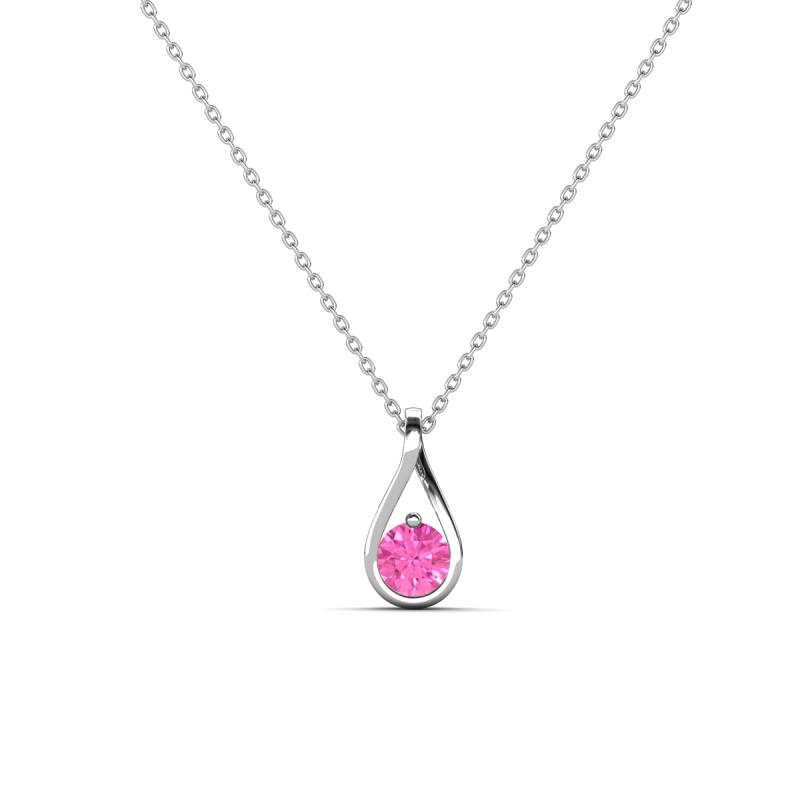 Tessie 0.17 ct Pink Sapphire (3.50 mm) Women Teardrop Solitaire Pendant Necklace 