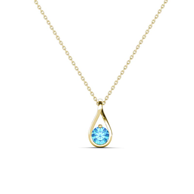 Tessie 0.14 ct Blue Topaz (3.50 mm) Women Teardrop Solitaire Pendant Necklace 