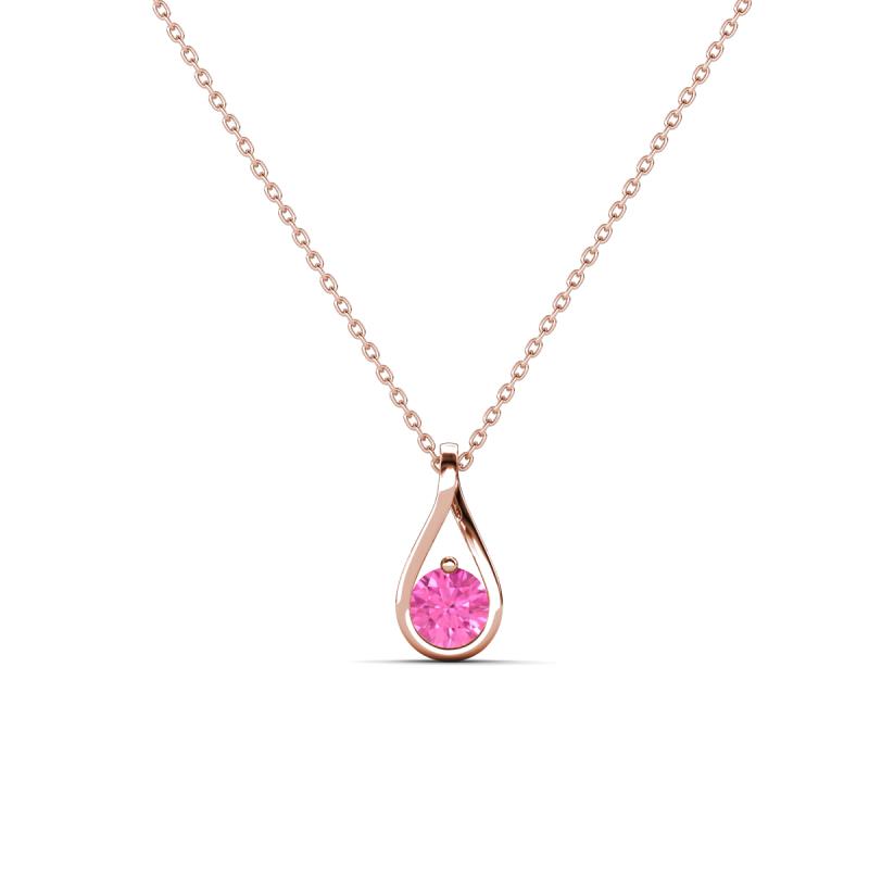 Tessie 0.17 ct Pink Sapphire (3.50 mm) Women Teardrop Solitaire Pendant Necklace 