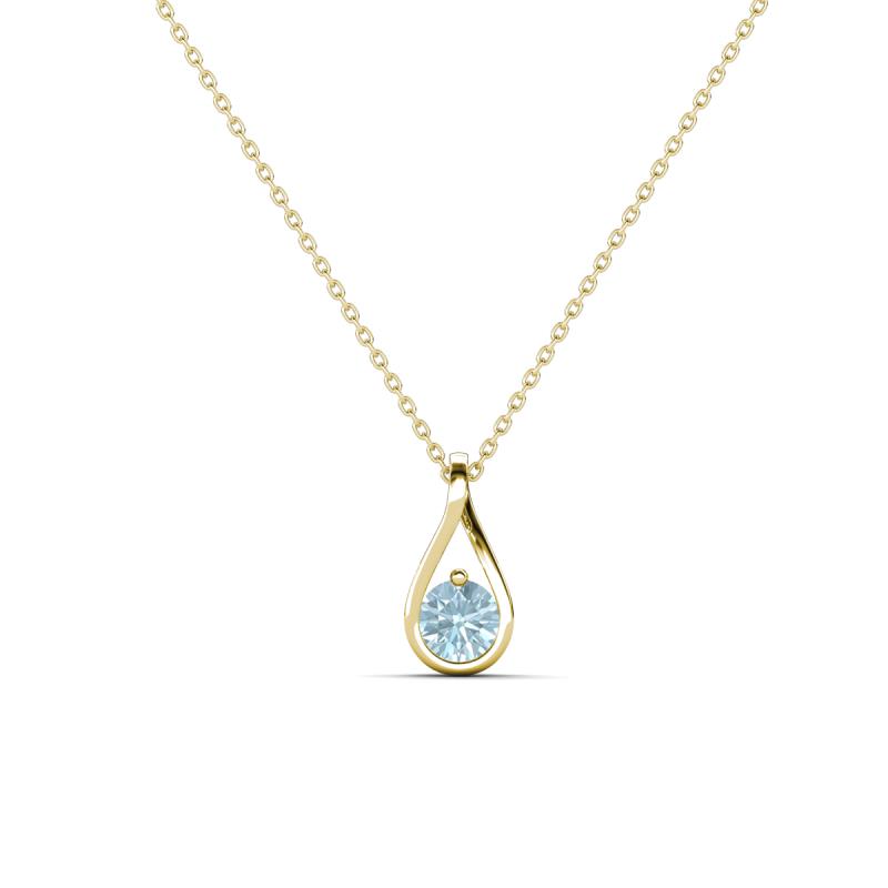 Tessie 0.15 ct Aquamarine (3.50 mm) Women Teardrop Solitaire Pendant Necklace 