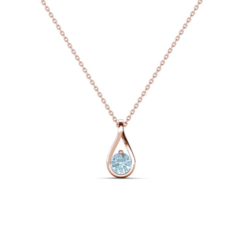Tessie 0.15 ct Aquamarine (3.50 mm) Women Teardrop Solitaire Pendant Necklace 