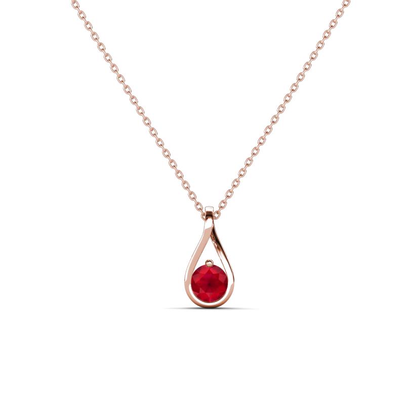 Tessie 0.17 ct Ruby (3.50 mm) Women Teardrop Solitaire Pendant Necklace 