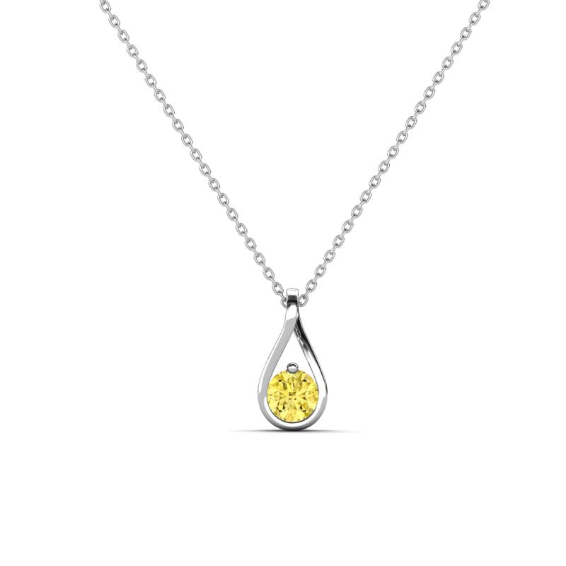 Tessie 0.17 ct Yellow Sapphire (3.50 mm) Women Teardrop Solitaire Pendant Necklace 