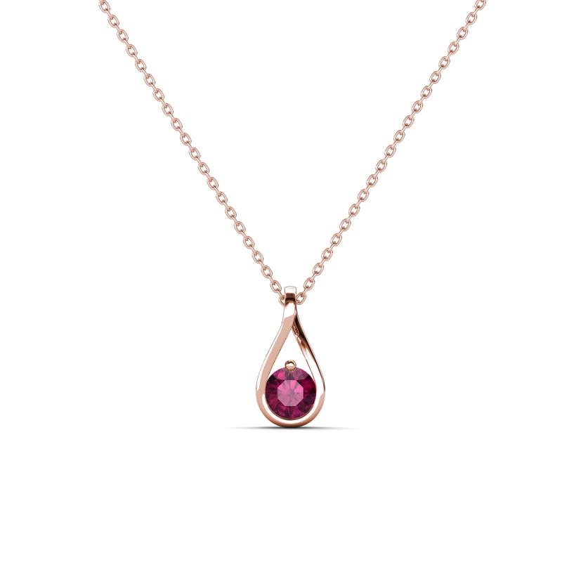 Tessie 0.18 ct Rhodolite Garnet (3.50 mm) Women Teardrop Solitaire Pendant Necklace 