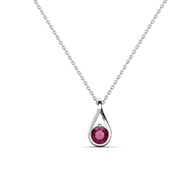 Tessie 0.18 ct Rhodolite Garnet (3.50 mm) Women Teardrop Solitaire Pendant Necklace 