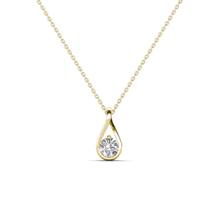 Tessie 0.17 ct White Sapphire (3.50 mm) Women Teardrop Solitaire Pendant Necklace 