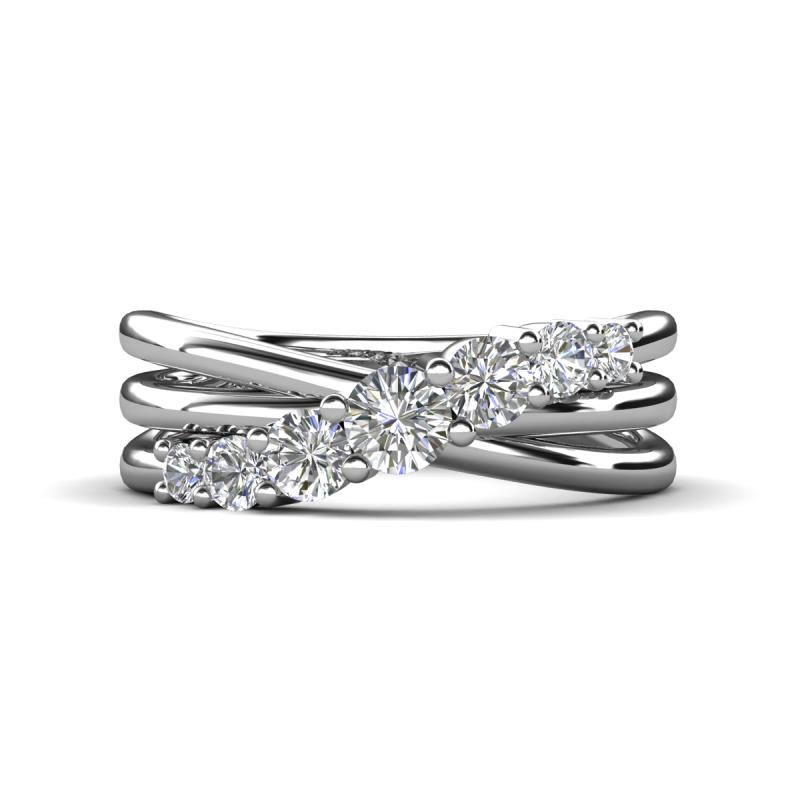 Miesha 0.53 ctw Moissanite Crossover 7 Stone Wedding Band 