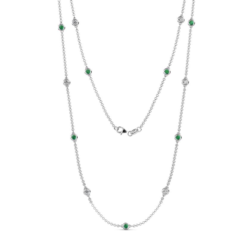 Lien (13 Stn/3mm) Emerald and Diamond on Cable Necklace 