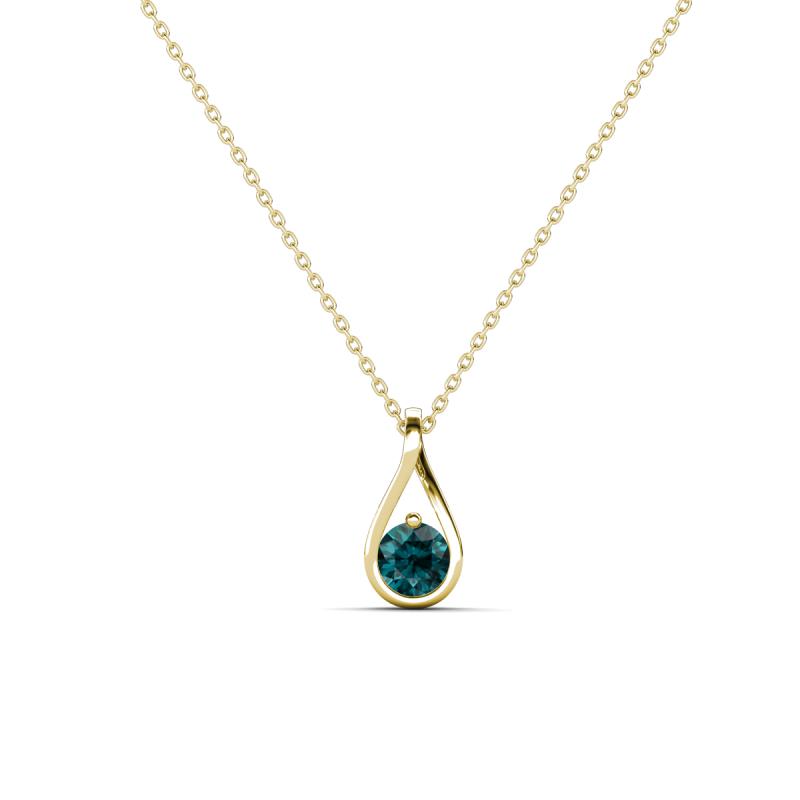 Tessie 0.17 ct London Blue Topaz (3.50 mm) Women Teardrop Solitaire Pendant Necklace 