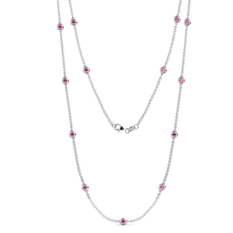 Lien (13 Stn/3mm) Pink Sapphire on Cable Necklace 