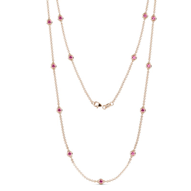 Lien (13 Stn/3mm) Pink Sapphire on Cable Necklace 