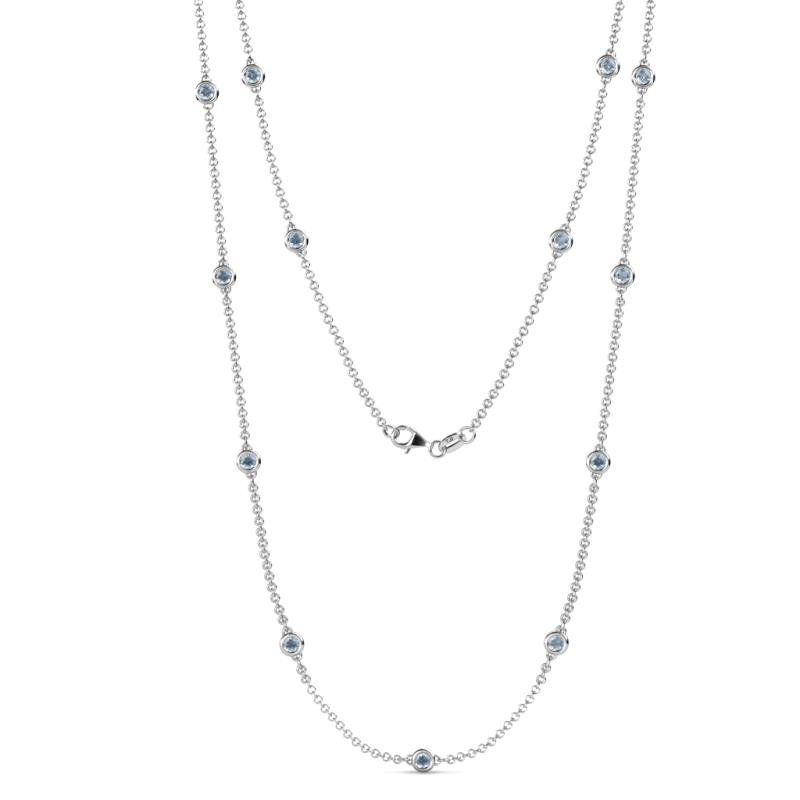 Lien (13 Stn/3mm) Aquamarine on Cable Necklace 