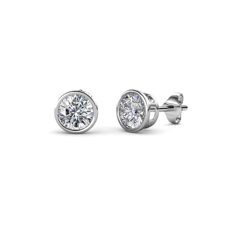 Carys 0.90 ctw Round Moissanite (5.00 mm) Bezel Set Solitaire Stud Earrings 