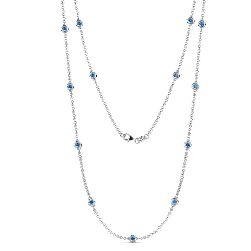Lien (13 Stn/3mm) Blue Topaz on Cable Necklace 