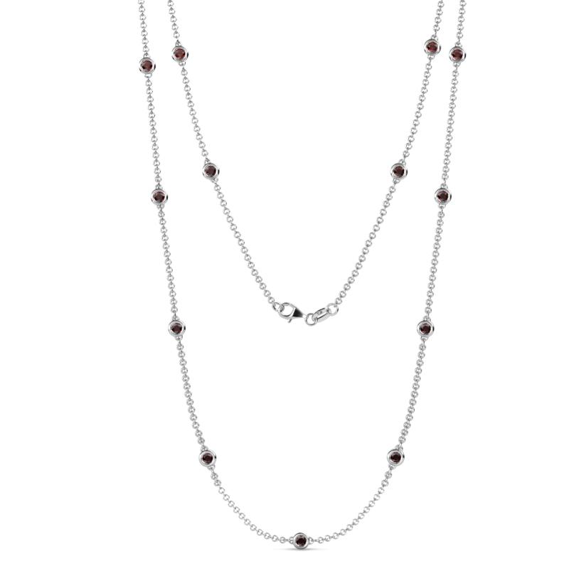 Lien (13 Stn/3mm) Red Garnet on Cable Necklace 