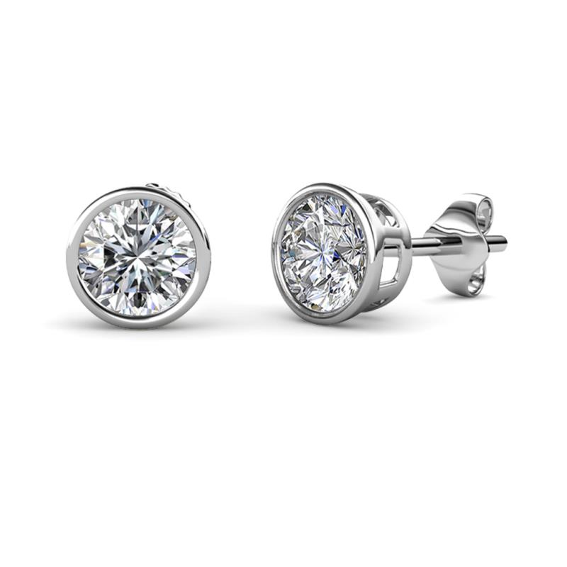 Carys 1.36 ctw Round Moissanite (6.00 mm) Bezel Set Solitaire Stud Earrings 
