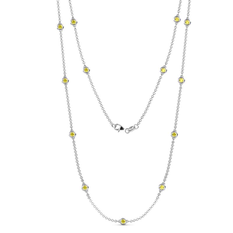 Lien (13 Stn/3mm) Yellow Sapphire on Cable Necklace 