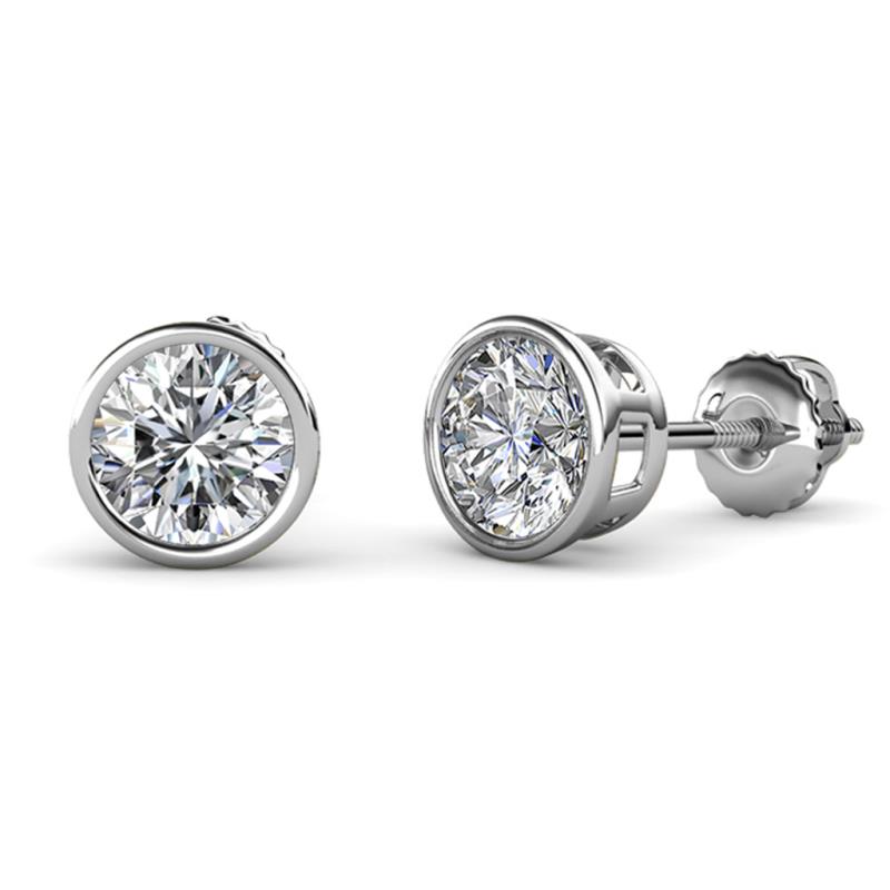 Carys 2.70 ctw Round Moissanite (7.50 mm) Bezel Set Solitaire Stud Earrings 