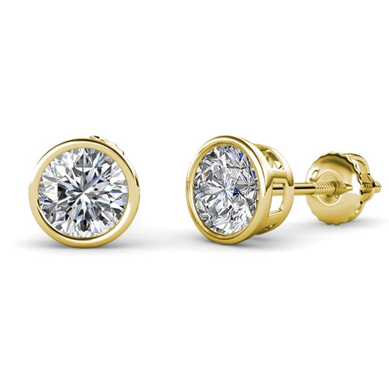 Carys 3.20 ctw Round Moissanite (8.00 mm) Bezel Set Solitaire Stud Earrings 