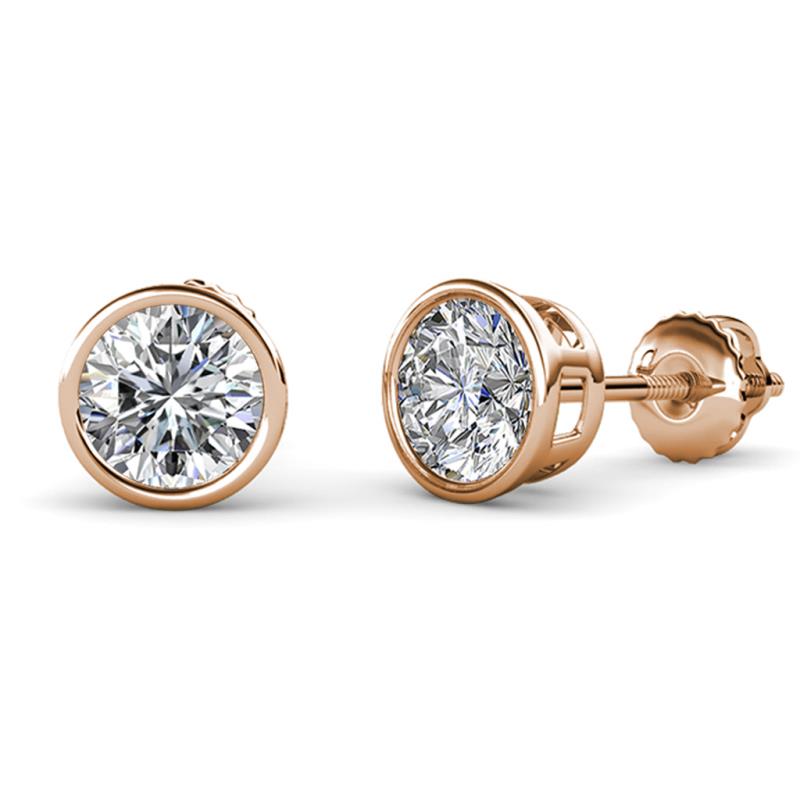 Carys 3.20 ctw Round Moissanite (8.00 mm) Bezel Set Solitaire Stud Earrings 