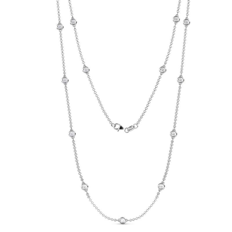 Lien (13 Stn/3mm) White Sapphire on Cable Necklace 