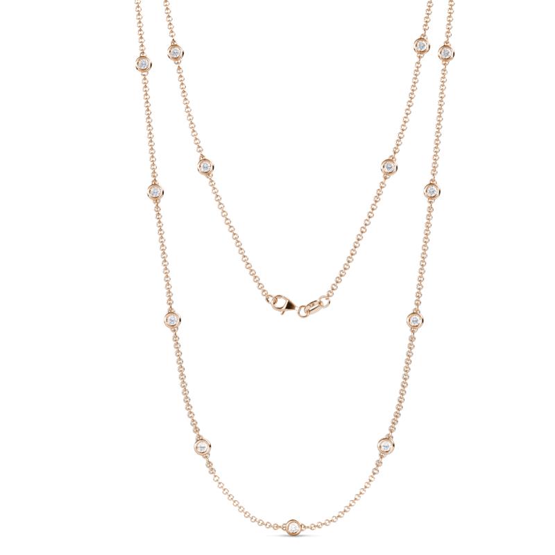 Lien (13 Stn/3mm) White Sapphire on Cable Necklace 