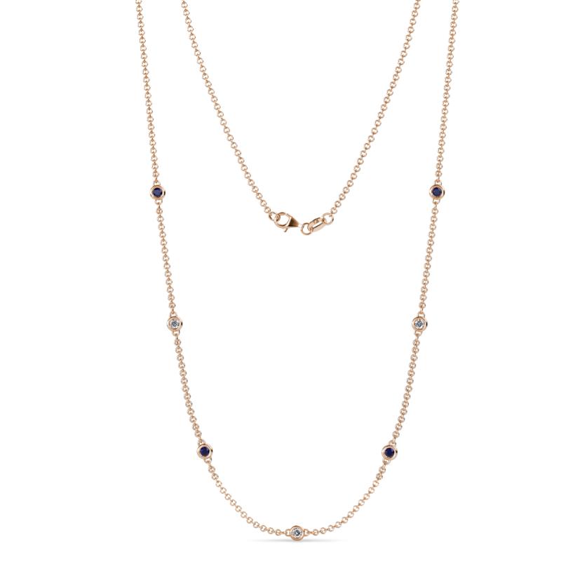 Salina (7 Stn/2.6mm) Blue Sapphire and Diamond on Cable Necklace 