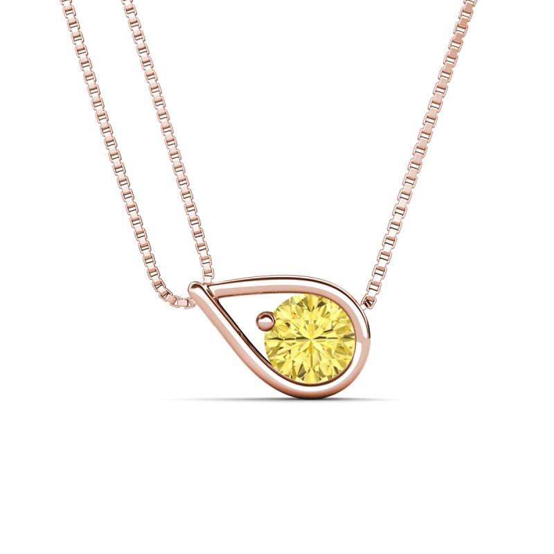 Tiya 0.95 ct Lab Created Yellow Sapphire (6.00 mm) Women Collier Double Chain Diagonal Teardrop Solitaire Pendant Necklace 
