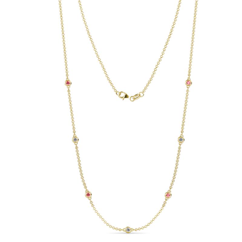 Salina (7 Stn/2.6mm) Pink Tourmaline and Diamond on Cable Necklace 
