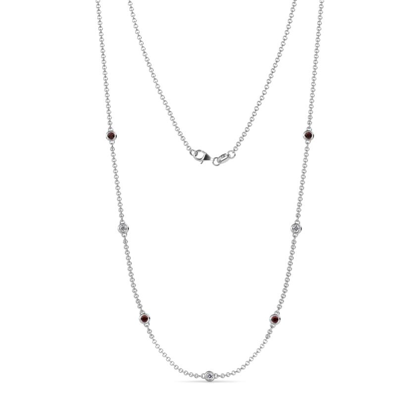 Salina (7 Stn/2.6mm) Red Garnet and Diamond on Cable Necklace 