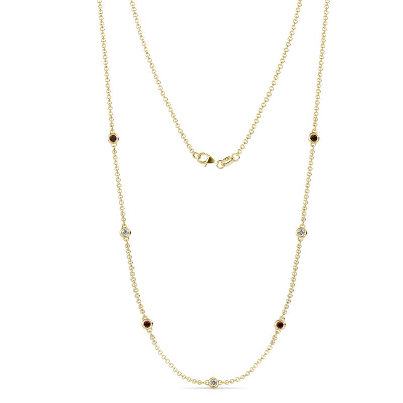 Salina (7 Stn/2.6mm) Red Garnet and Diamond on Cable Necklace 