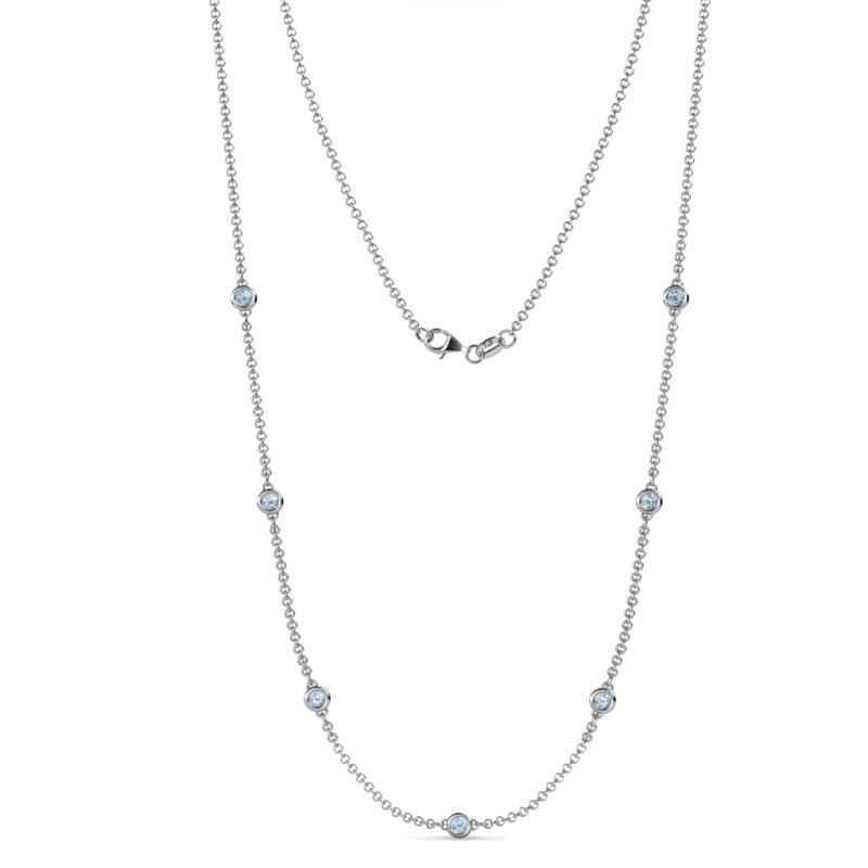 Salina (7 Stn/3mm) Aquamarine on Cable Necklace 