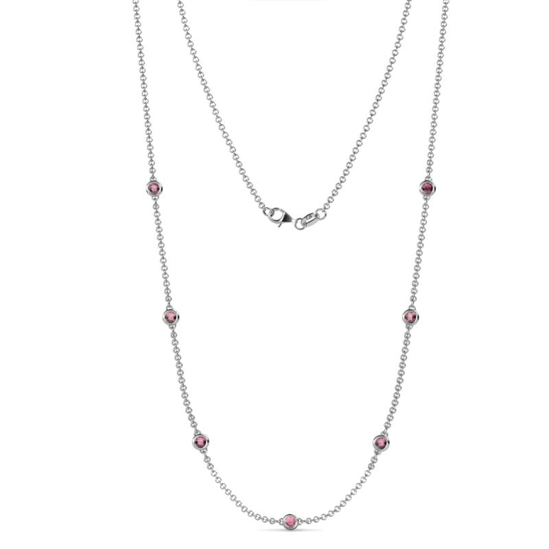 Salina (7 Stn/3mm) Rhodolite Garnet on Cable Necklace 