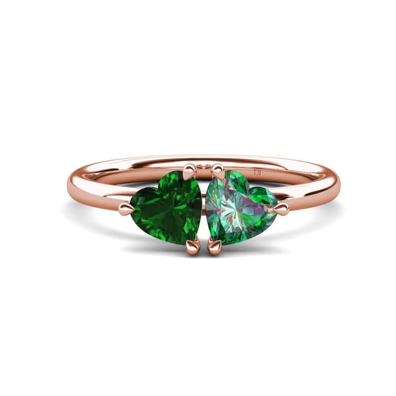Francesca 1.50 ctw Heart Shape (6.00 mm) Lab Created Emerald & Lab Created Alexandrite Toi Et Moi Engagement Ring 