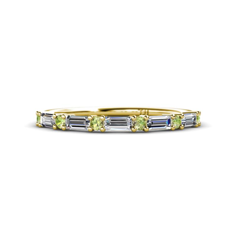 Sarah 0.85 ctw Natural Diamond Baguette (4x2 mm) & Peridot Round (2.30 mm) Wedding Band 