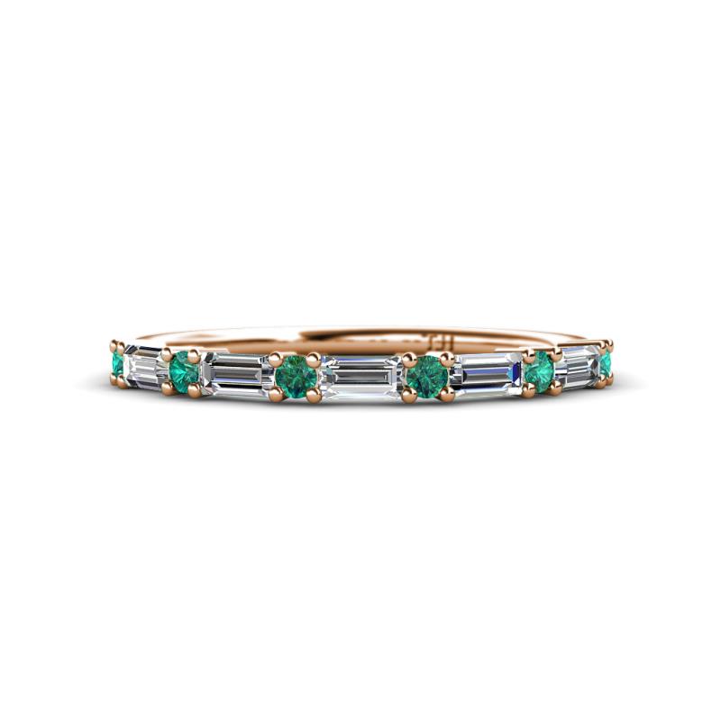Sarah 0.73 ctw Natural Diamond Baguette (4x2 mm) & Emerald Round (2.30 mm) Wedding Band 