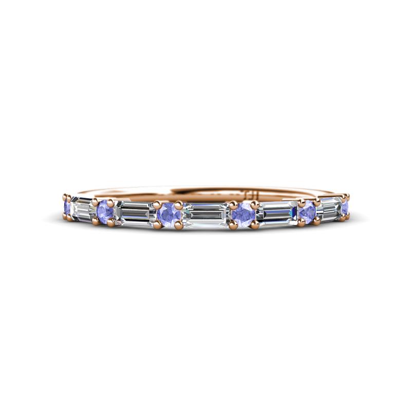 Sarah 0.82 ctw Lab Grown Diamond Baguette (4x2 mm) & Tanzanite Round (2.30 mm) Wedding Band 