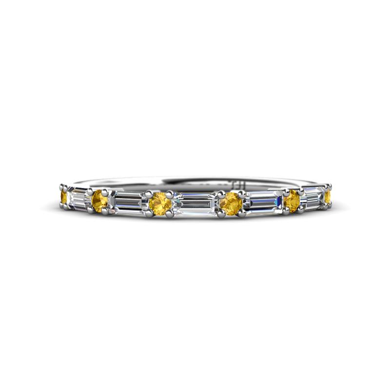 Sarah 0.73 ctw Lab Grown Diamond Baguette (4x2 mm) & Citrine Round (2.30 mm) Wedding Band 