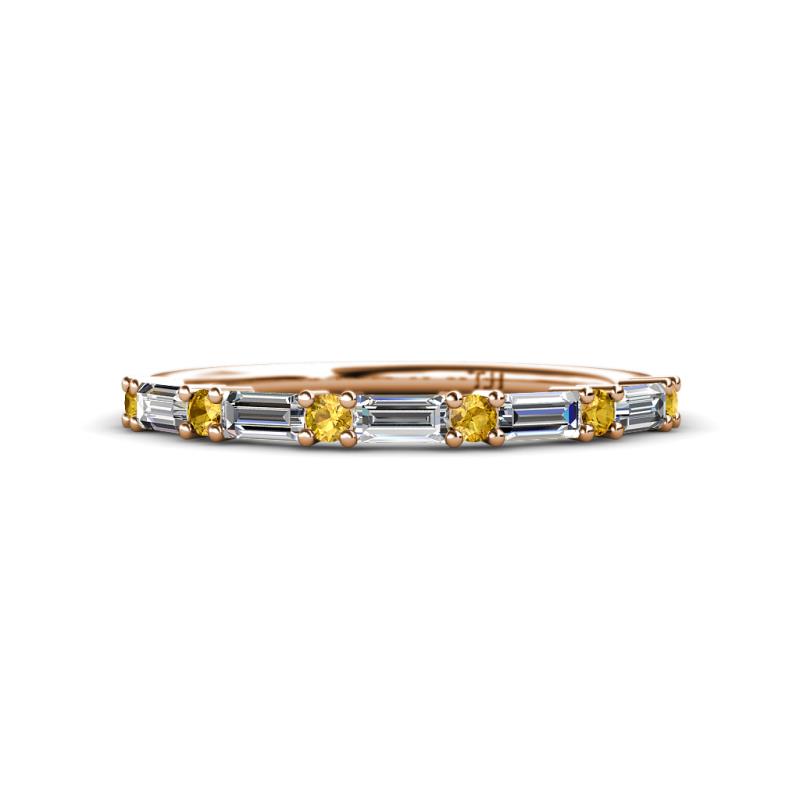 Sarah 0.73 ctw Lab Grown Diamond Baguette (4x2 mm) & Citrine Round (2.30 mm) Wedding Band 