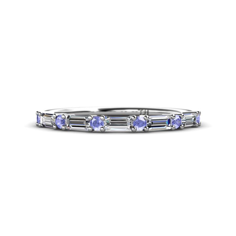 Sarah 0.82 ctw Lab Grown Diamond Baguette (4x2 mm) & Tanzanite Round (2.30 mm) Wedding Band 