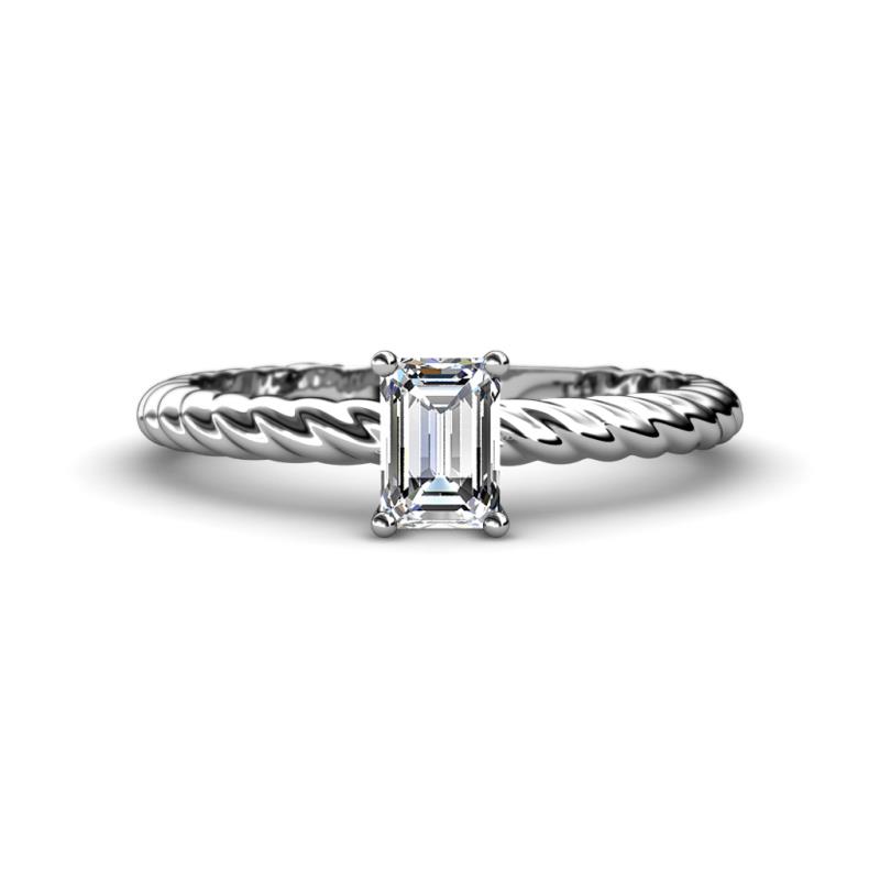 Leona Bold 1.00 ct IGI Certified Lab Grown Diamond Emerald Cut (7x5 mm) Solitaire Rope Engagement Ring 