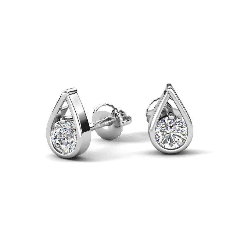 Tasha 0.50 ctw (4.00 mm) Round Natural Diamond Tear Drop Solitaire Women Stud Earrings 